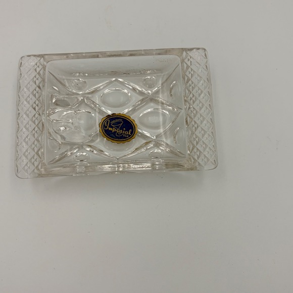 Imperial Glass Other - Imperial Glass Hand Crafted Ashtray Clear Diamond Cut Vintage USA